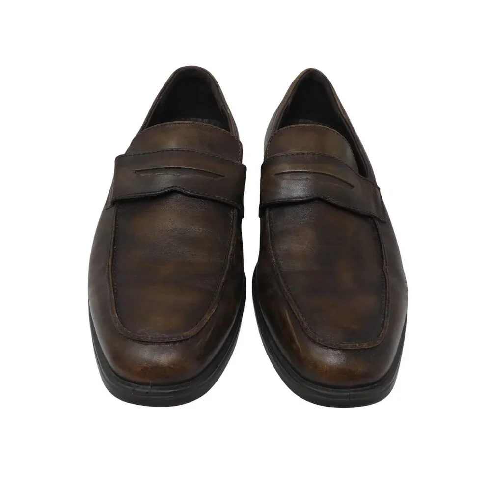 Ecco Melbourne Brown Leather‎ Penny Loafers Mens10